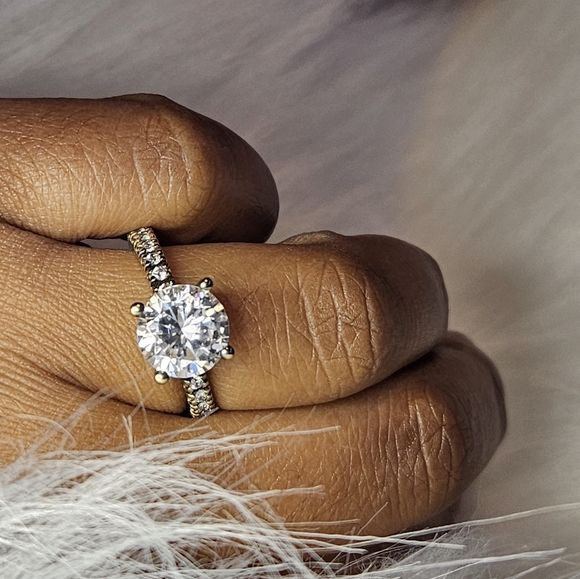 Vintage Absolute CZ Solitaire Eternity Size 7 Silver Ring - Picture 1 of 13